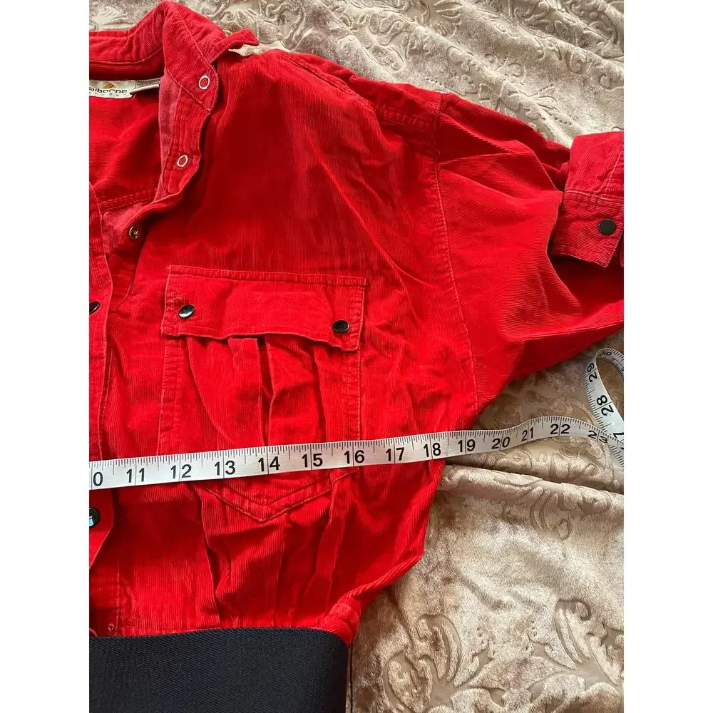 Vintage red corduroy western style midi‎ shirt dress size 8 - Picture 5 of 6